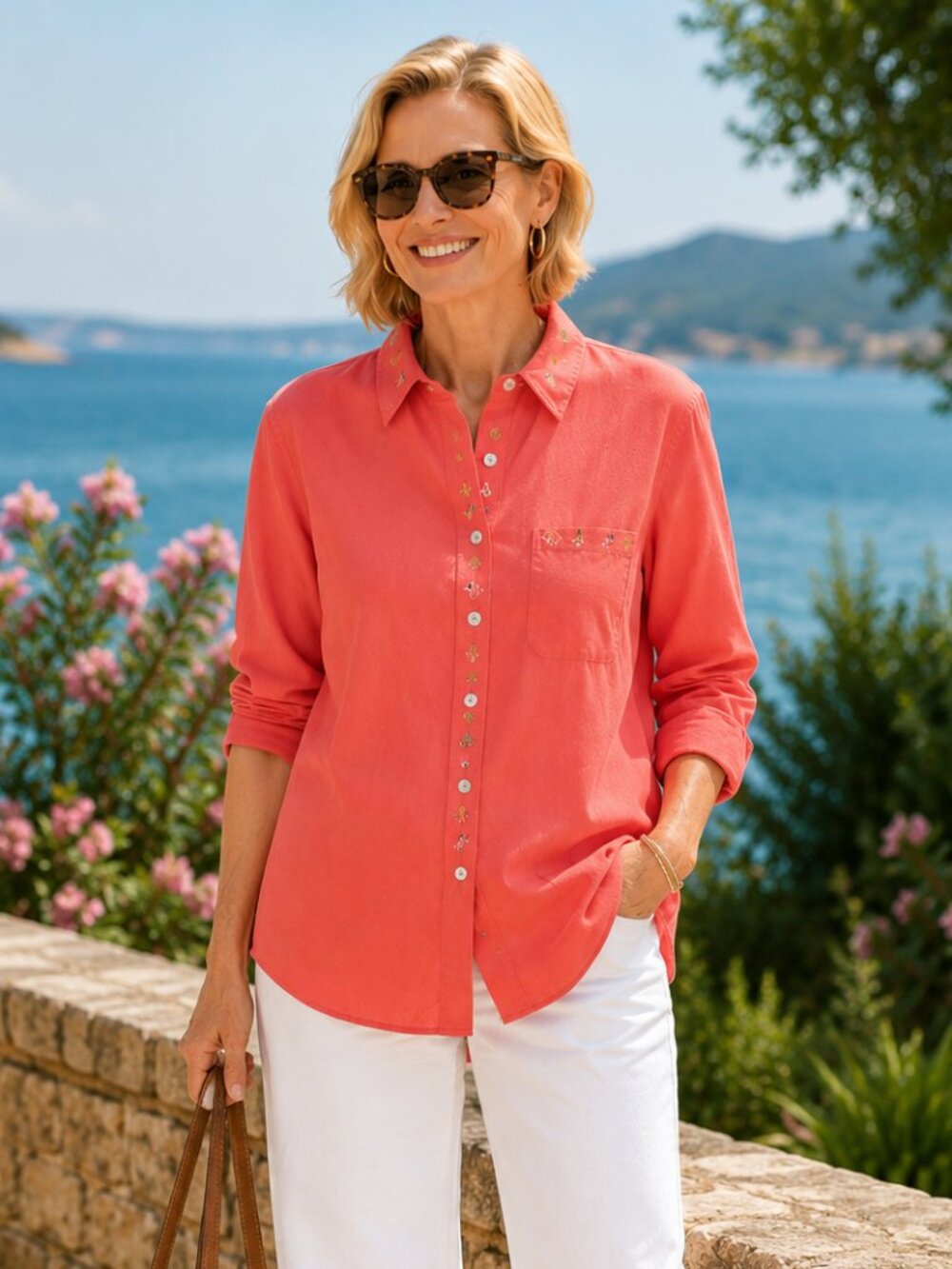 Chico's Y2K Silk Embroidered Art To Wear Blouse